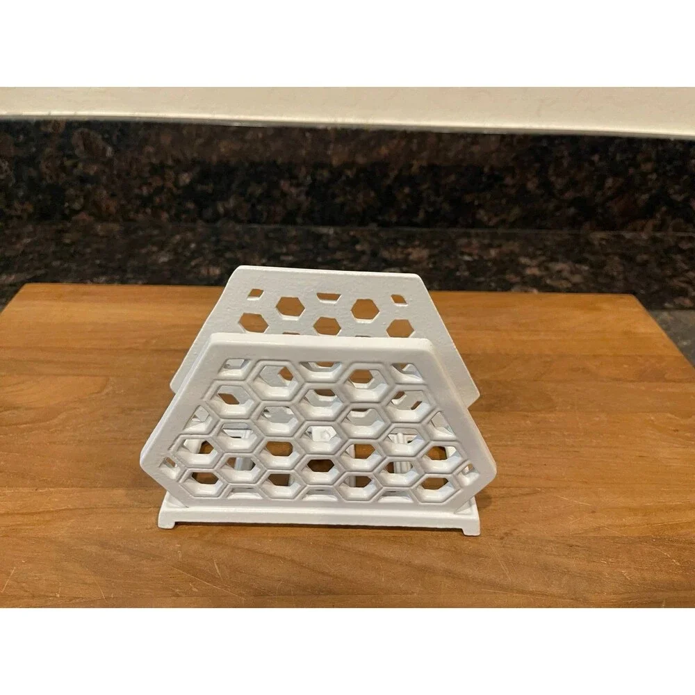 Bright white Honeycomb Napkin Holder - Modern Tabletop